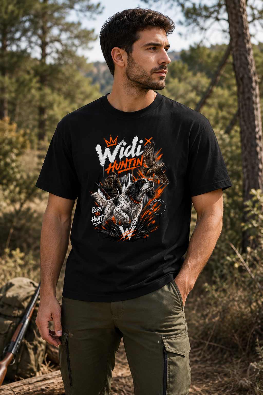 Widi Hunting Unisex Çulluk Avı ve Av Köpeği Baskılı T-Shirt – Avcı Outdoor Doğa Temalı Tişört