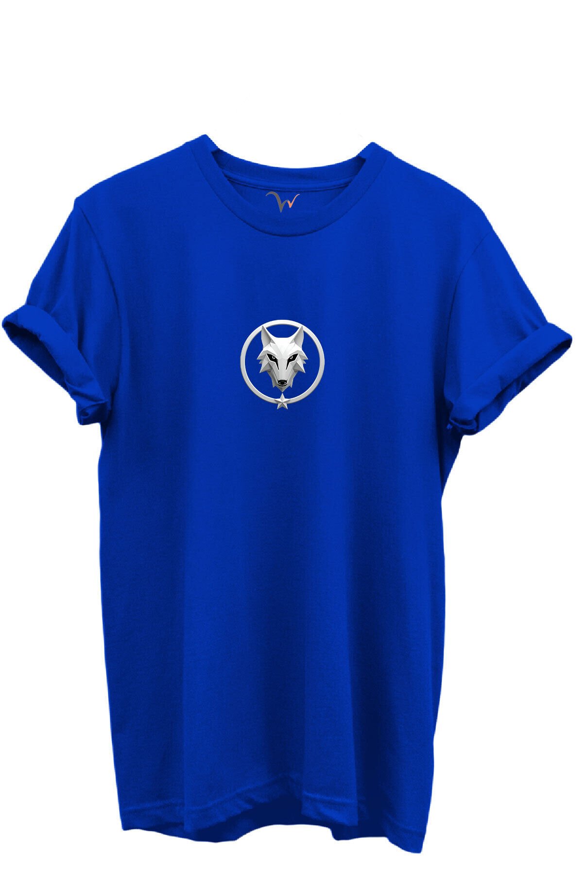 KURT ve TÜRK Özel Koleksiyon Serisi-9 Tasarım Baskılı %100 Pamuk T-shirt Saks Mavi - XL