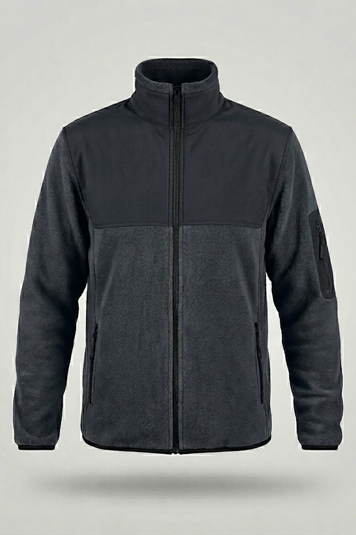 Dik Yaka Garnili Antrasit Softshell Polar Ceket