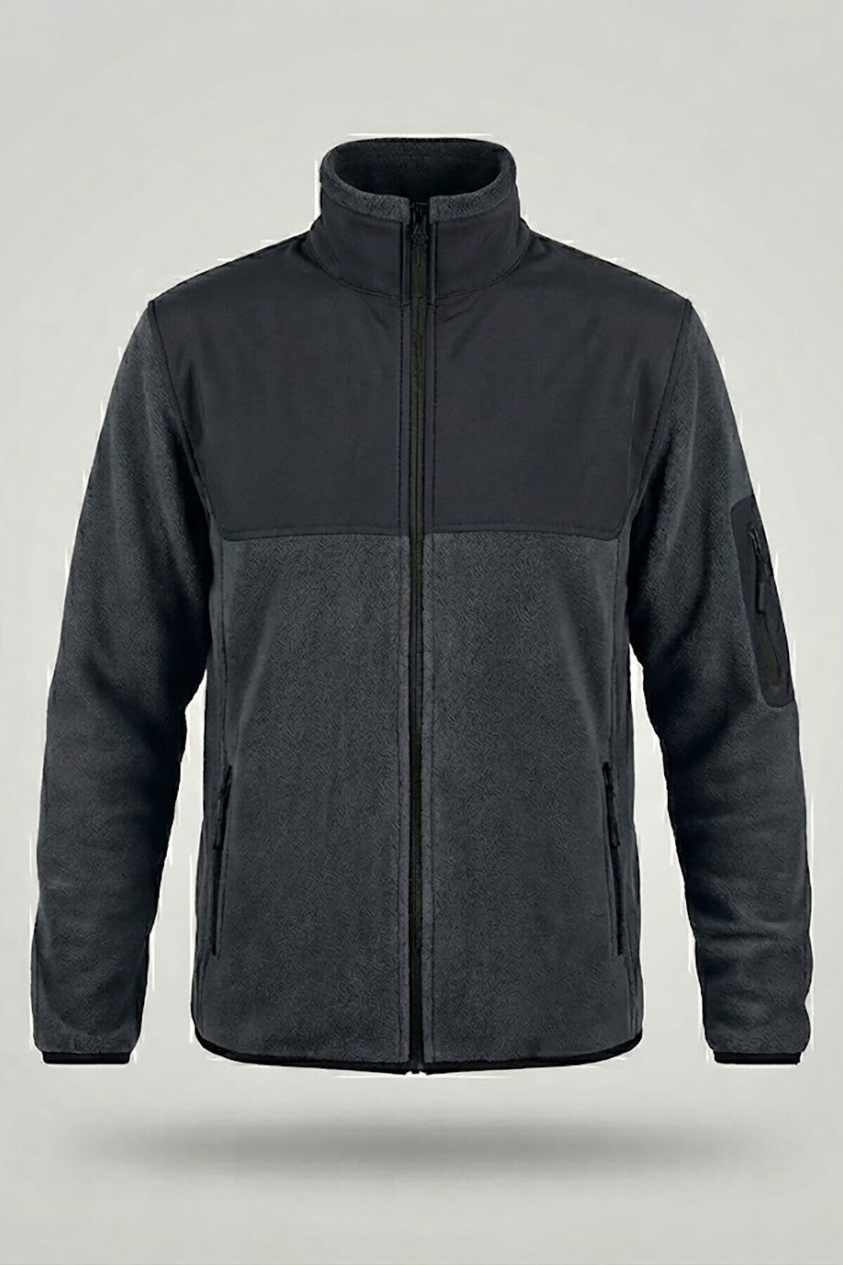 Dik Yaka Garnili Antrasit Softshell Polar Ceket