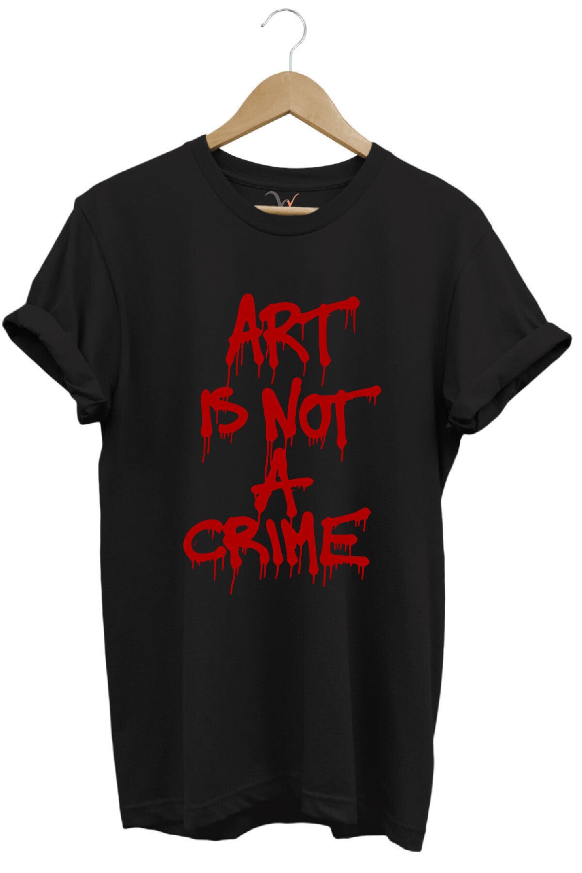 Sanat Suç Değildir Tasarım Baskılı Regular Fit %100 Pamuk Bisiklet Yaka Premium Turuncu T-shirt Siyah - L