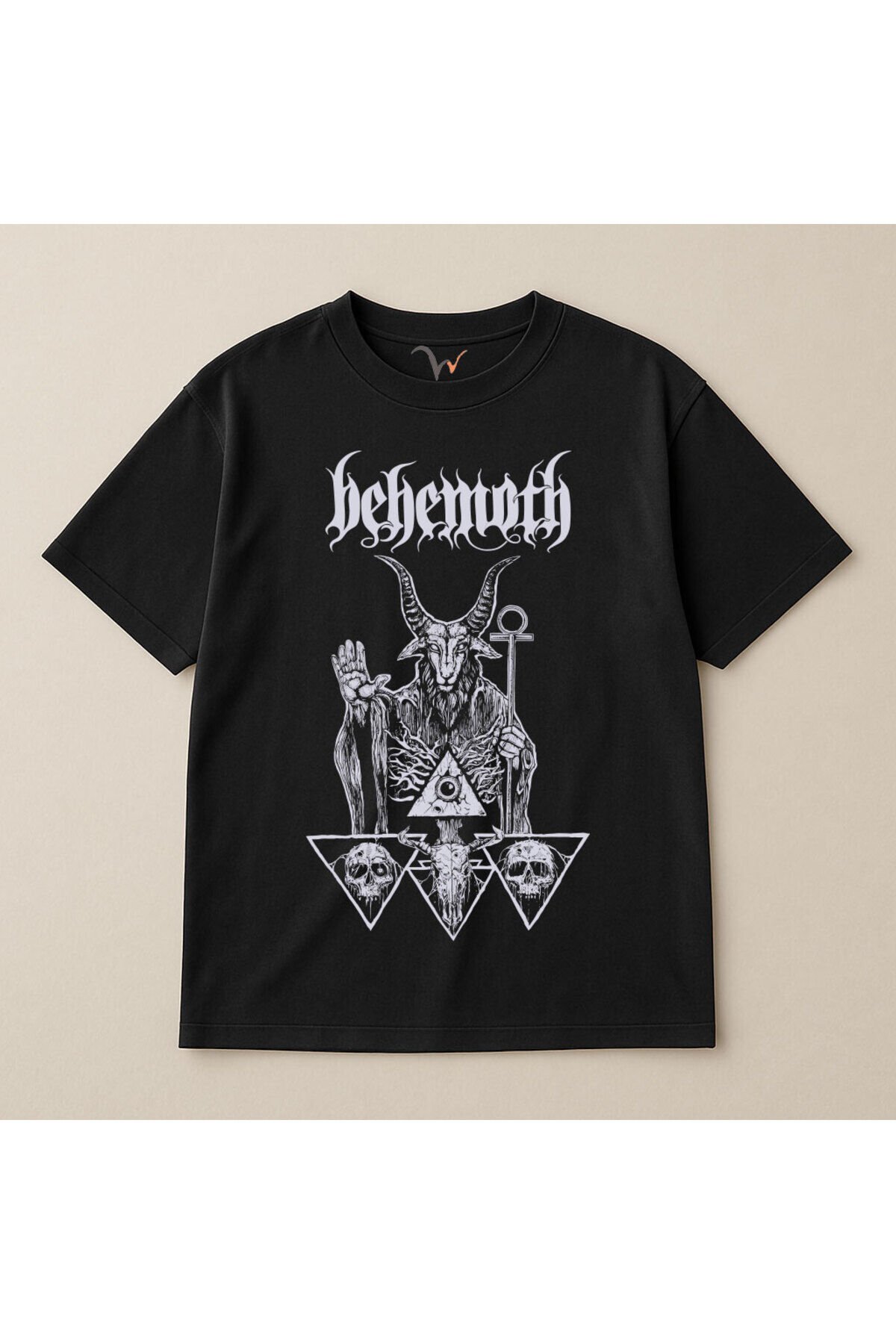 Unisex Streetwear Behemoth Şık Tasarımlı %100 Pamuk Oversize Bisiklet Yaka Unisex T-Shirt